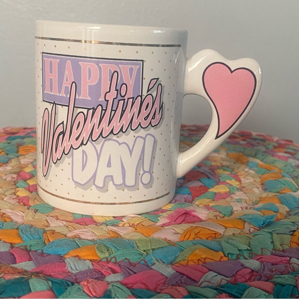 Retro Valentine's Day Heart Handle Mug
